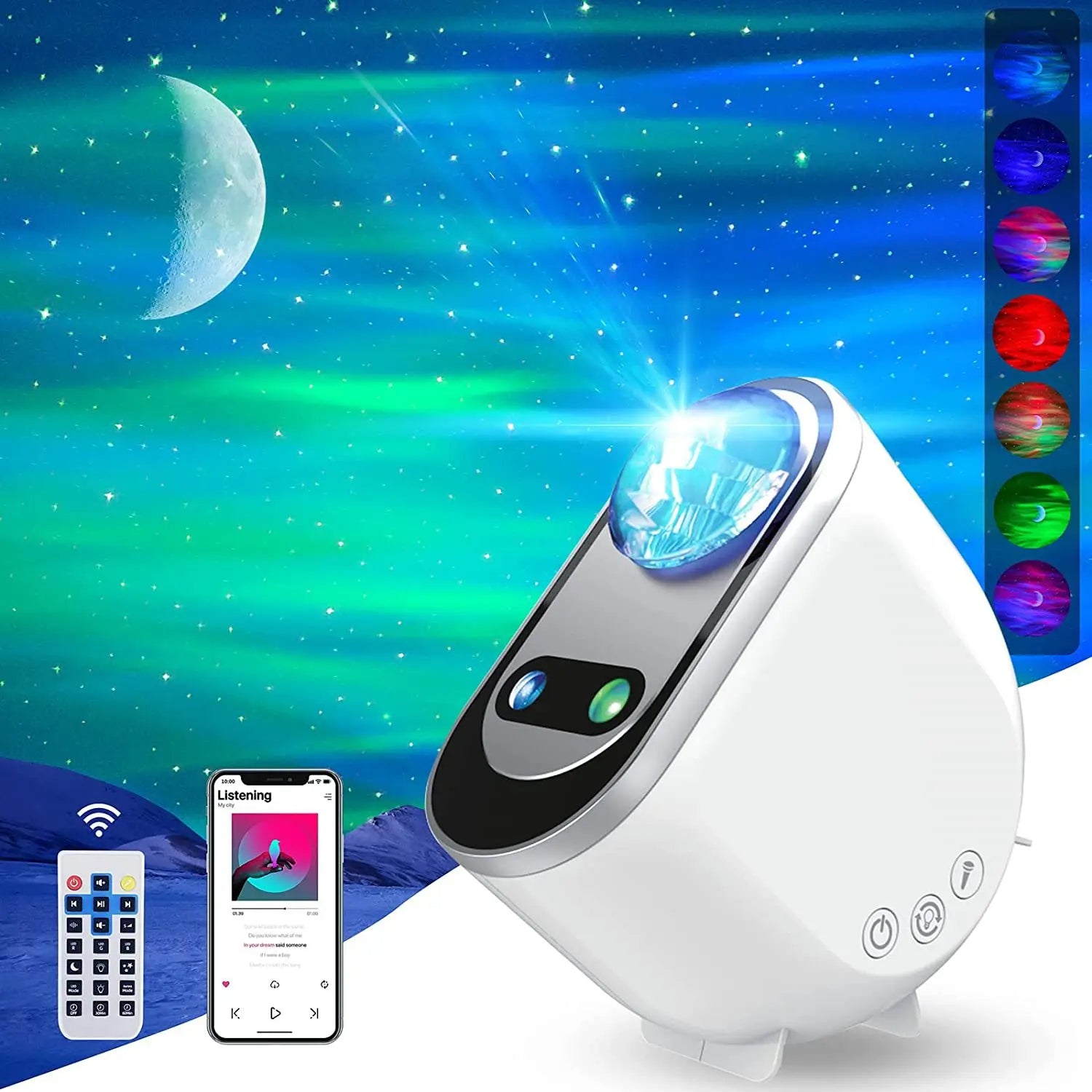 Projecteur d’Aurores Boréales LED – Veilleuse Galaxy étoilée, idéale pour créer une ambiance céleste dans la chambre. Parfait comme déco ou idée cadeau.