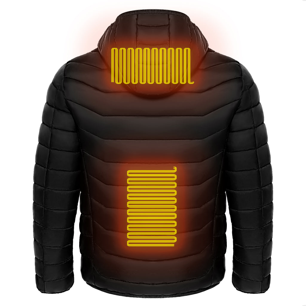 Veste chauffante pour homme – Doudoune électrique isolée avec capuche, coupe-vent, équipée de 9 zones de chauffage.