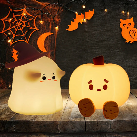 Veilleuse LED Halloween Citrouille & Fantôme – Lampe de Nuit Enfant LuxoraShop