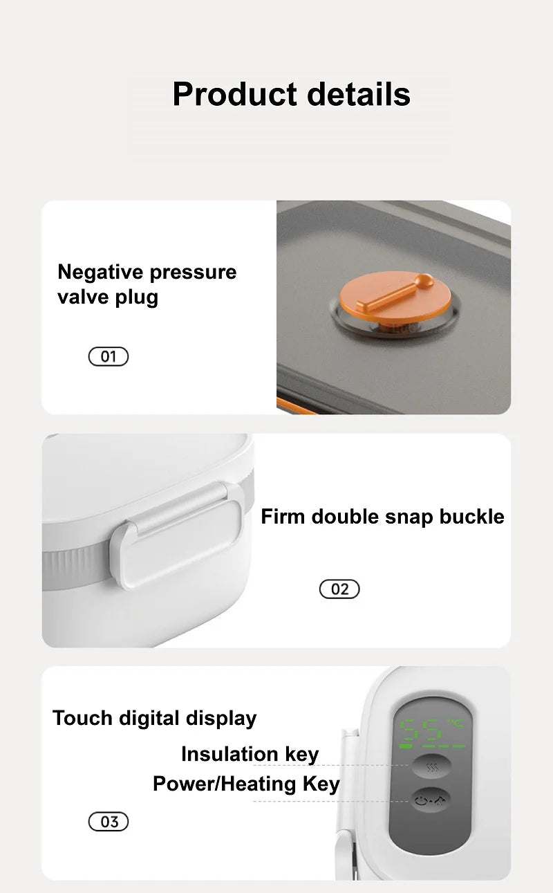 Boîte à Lunch Électrique Sans Fil 40W – Chauffe-Repas Rapide 1000 ml