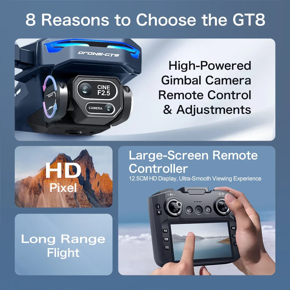 Xiaomi GT8 Drone 8K Professionele Dual Camera GPS FPV Borstelloze Motor Optische Stroom Zwevende Opvouwbare Quadcopter 4K RC Drone Speelgoed 