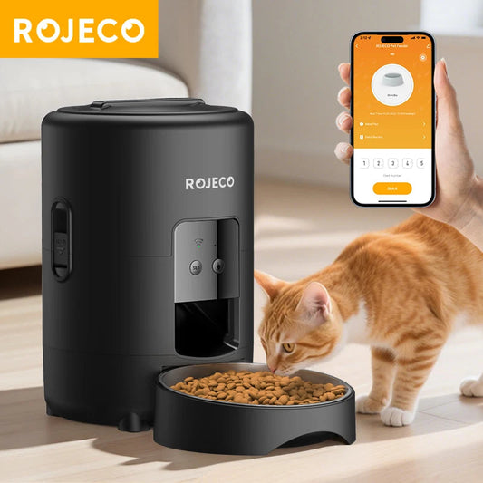 Distributeur Automatique ROJECO 2L pour Chat & Chien – Nourrisseur Intelligent Wi-Fi avec Application, Contrôle à Distance et Distribution Automatique de Croquettes LuxoraShop