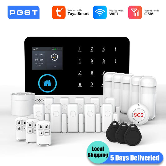 Système d’alarme domestique intelligent PGST Wi‑Fi + GSM – Compatible Smart Life et Alexa