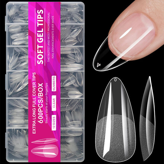600 Capsules Ongles Amande Courtes en Gel Souple – Faux Ongles Full Cover Press On pour Manucure Acrylique & Gel, Salon et Maison LuxoraShop