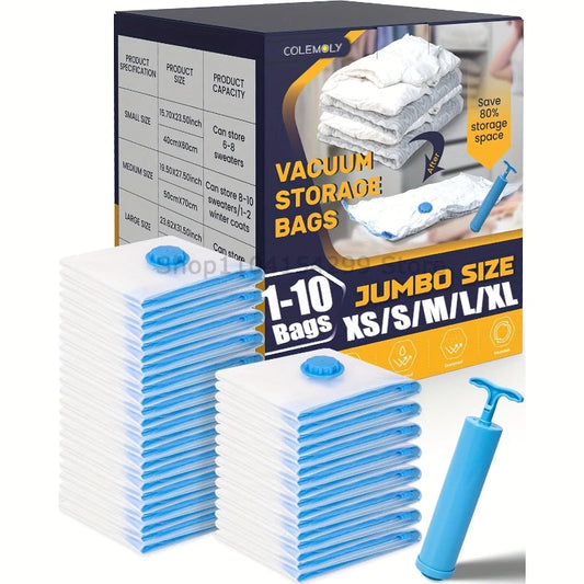 Sacs de rangement sous vide pour vêtements et literie – Sacs de compression pliables gain de place avec fermeture hermétique LuxoraShop