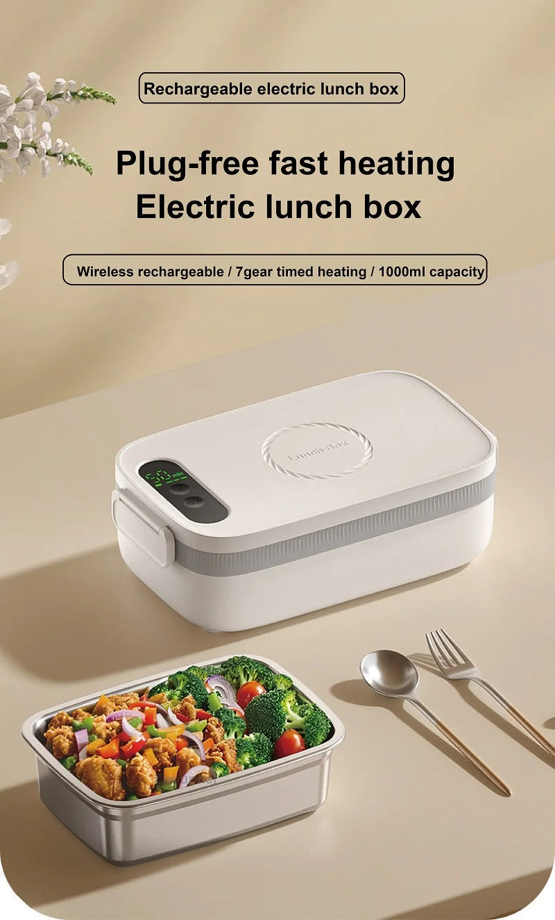 Boîte à Lunch Électrique Sans Fil 40W – Chauffe-Repas Rapide 1000 ml