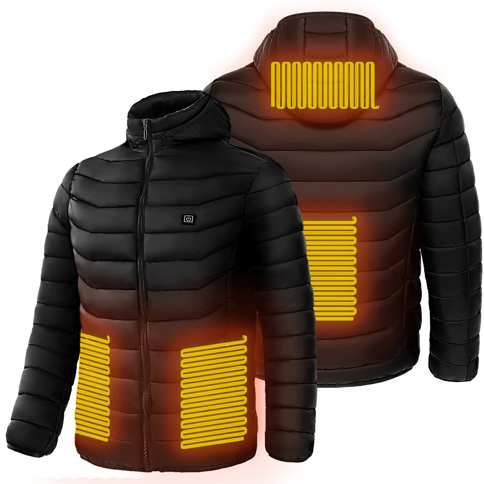 Veste chauffante pour homme – Doudoune électrique isolée avec capuche, coupe-vent, équipée de 9 zones de chauffage.
