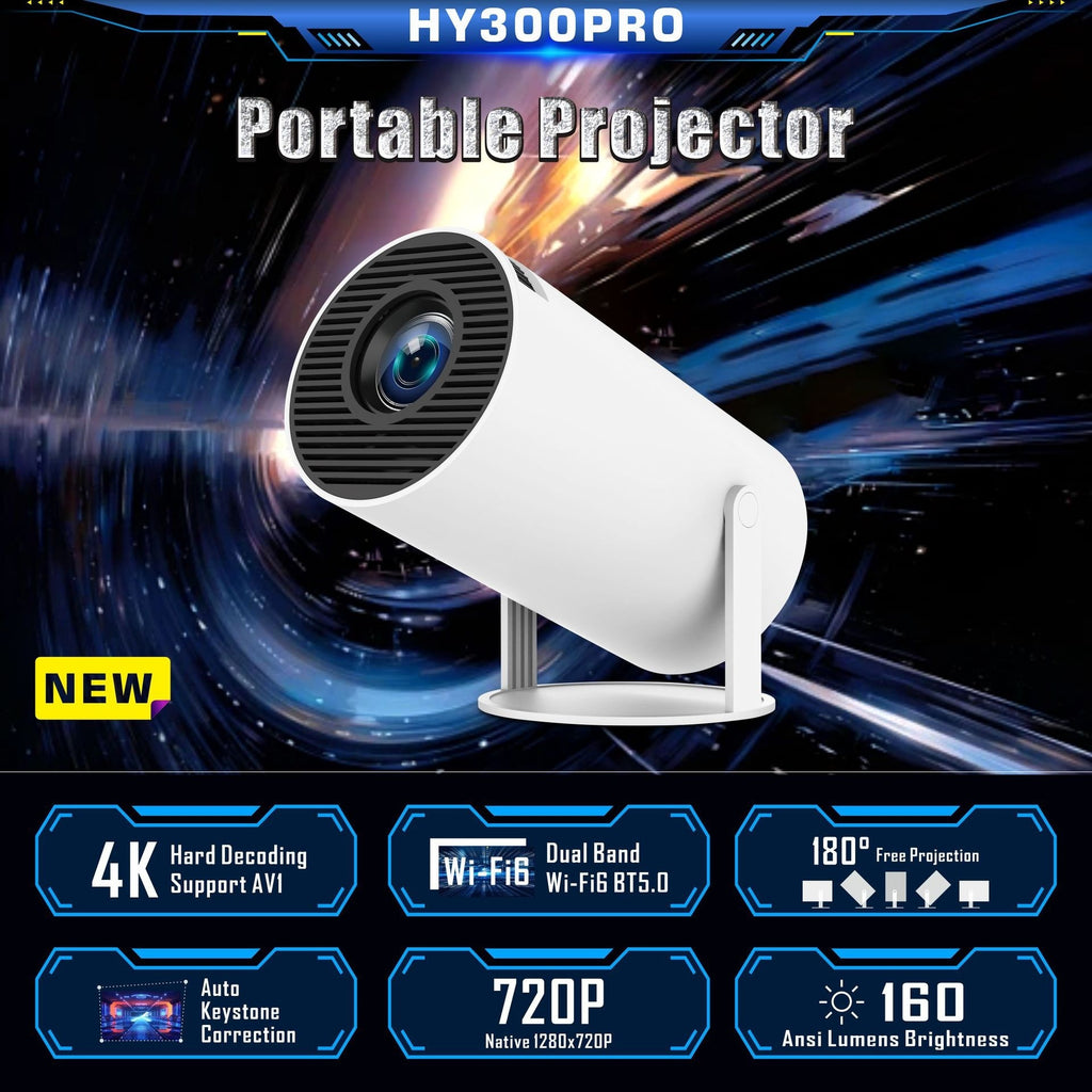 Projecteur HY300 Pro – Mini projecteur portable pour home cinéma et divertissement à domicile.